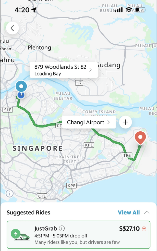 Grab is one of the most famous applications in Singapore to book a cab.