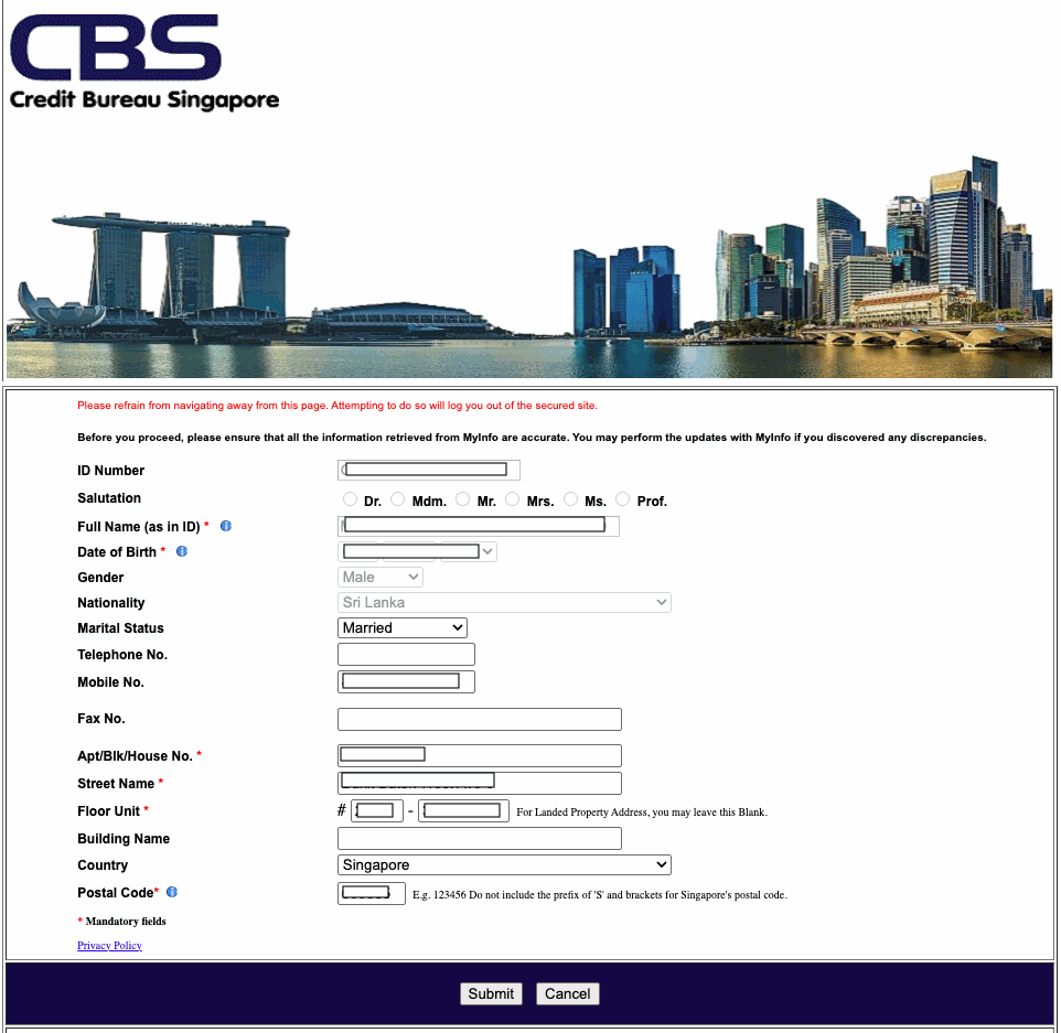 Authenticate using SingPass