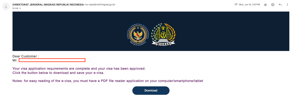 Status after the payment
